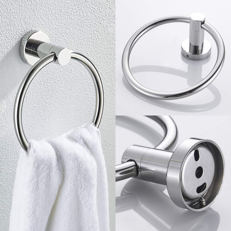 Bathroom Hardware Set 2 Piece-Towel Ring and Toilet Paper Holder Stainless Steel Bathroom Hand Towel Holder Towel Hanger Wall Mounted Mirror Polished Chrome MA911-2PC Plished Chrome - NewNest Australia