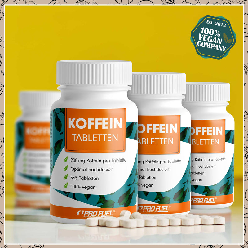 Caffeine Tablets 365X - 200 Mg Caffeine Per Tablet - Optimally High Dose - Laboratory Tested For Active Ingredient Content And Purity - Without Unwanted Additives - Supply For A Whole Year - 100% - NewNest Australia