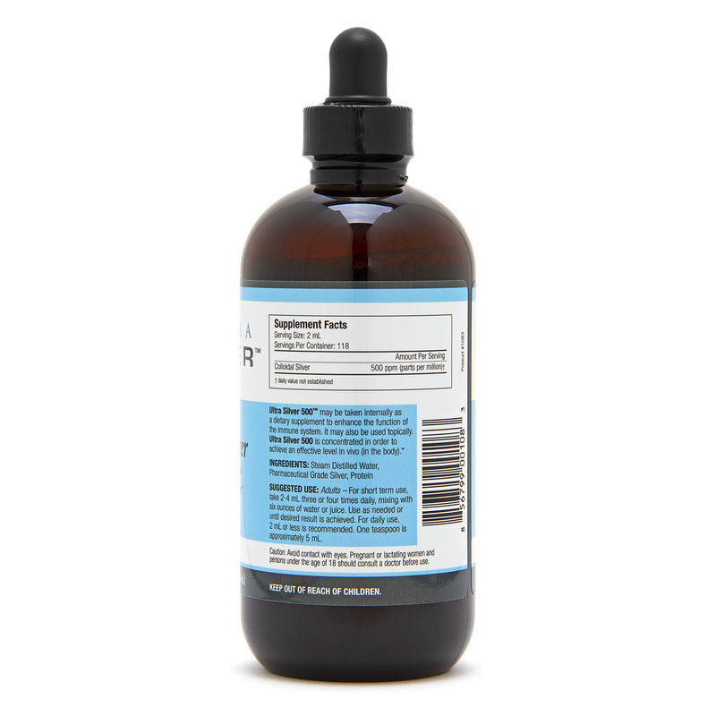 Ultra Silver® Colloidal Silver | 500 PPM, 8 Oz (236mL) | Mineral Supplement | True Colloidal Silver - with Dropper - NewNest Australia