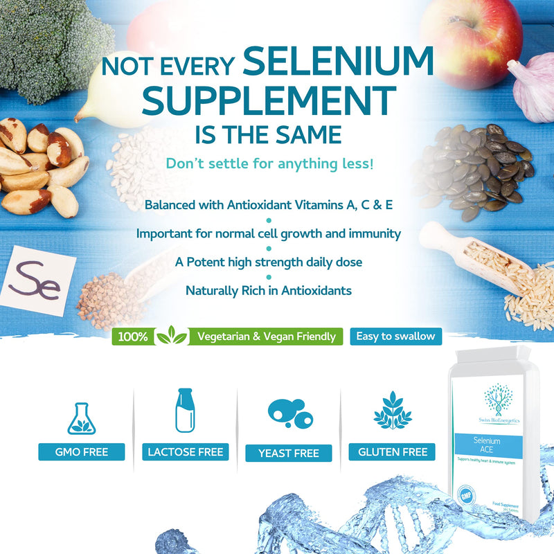 Selenium ACE 50mcg 365 Tablets - 1 Year Supply of Balanced Formula Selenium with Vitamins A, C & E – Supports The Immune System & Provides Key Antioxidants - NewNest Australia