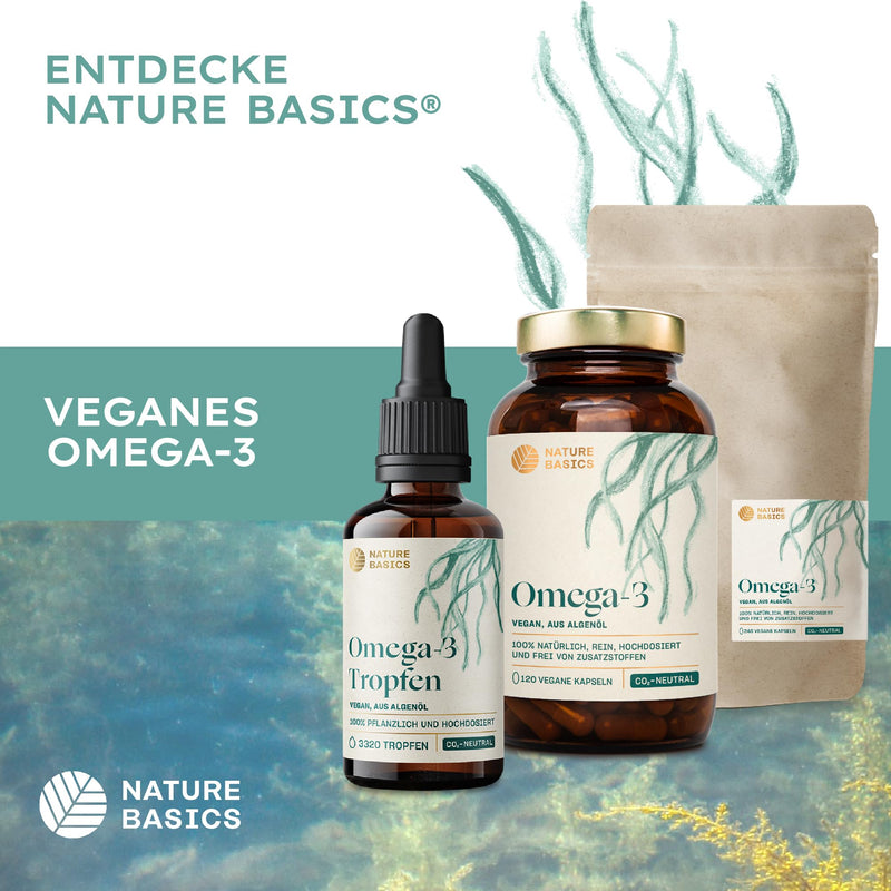 Vegan Omega 3 algae oil - 100 ml drops high dosage / 1158 mg DHA & 579 mg EPA/citrus aroma/high-quality obtained from algae/certified & sustainable 100 ml drops - NewNest Australia
