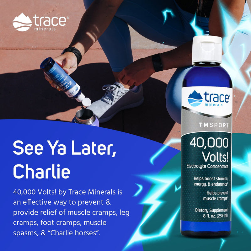 Trace Minerals – 40,000 Volts! (8oz) | Liquid Electrolyte Concentrate Drops | Relief of Dehydration, Leg & Muscle Cramps | Energy Support with Magnesium, Potassium, Sulfate, Boron & Trace Minerals 8 Fl Oz (Pack of 1) - NewNest Australia