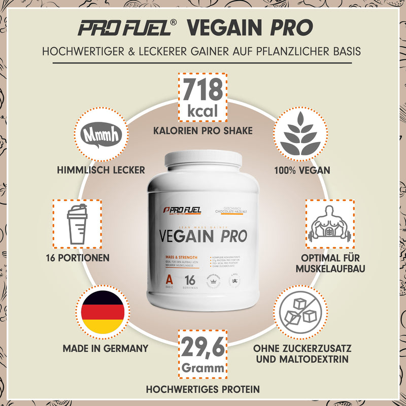 Weight Gainer CHOCOLATE HAZELNUT 2.2kg Mass Gainer - 100% Vegan - complex carbohydrates + vegan protein - ideal for building muscle - very tasty - without soy or maltodextrin - made in Germany 2.2 kg (pack of 1) - NewNest Australia