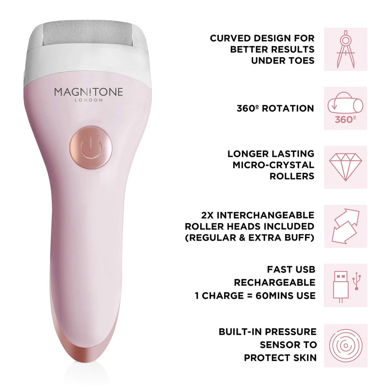 Magnitone Well Heeled 2 Rechargeable Express Pedicure System Electric Hard Skin Remover, Pink, 1 count - NewNest Australia