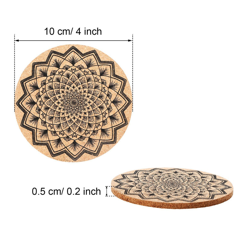 NewNest Australia - Tatuo 12 Pieces Cork Coasters for Drinks Absorbent Reusable Cup Mat Drink Coaster for Home Restaurant Office and Bar, 4 Inches 