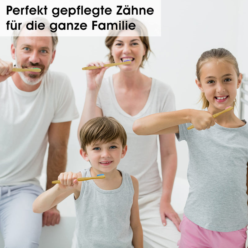 Bamboo Toothbrush Travel Set | Includes Case And Stand Uniform Design | Adorable Panda Motifs | Brush Your Teeth Without Confusion | Bamboo Travel Set | Toothbrushes Made Of Bamboo Wood (Panda Papa) Panda Papa - NewNest Australia