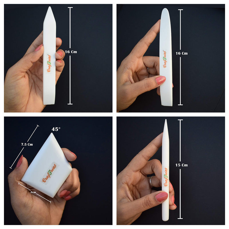 CrafTreat Teflon Bone Folder and Scoring Tool Set - Large, Ergo Square, Lifter and Burnisher - Paper Scorer, Card Folder, Binding Tool, Leather Burnisher - Smooth, Non Stick, Ergonomic Craft Tool - NewNest Australia