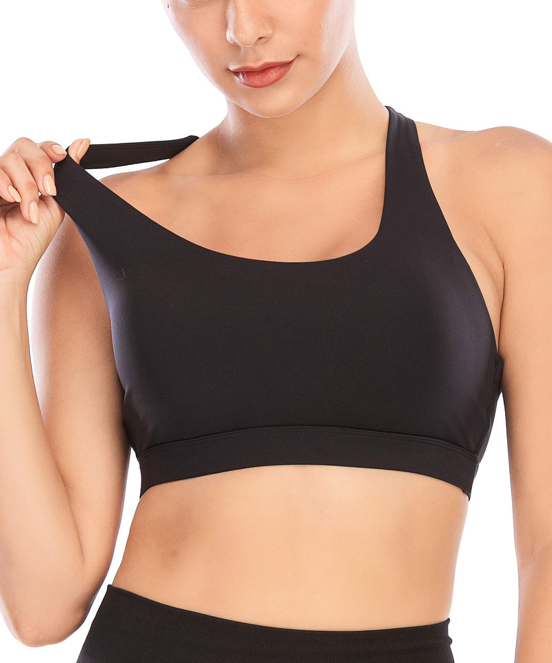RUNNING GIRL Sports Bra for Women, Criss-Cross Back Padded Strappy Sports Bras Medium Support Yoga Bra with Removable Cups B-black - NewNest Australia