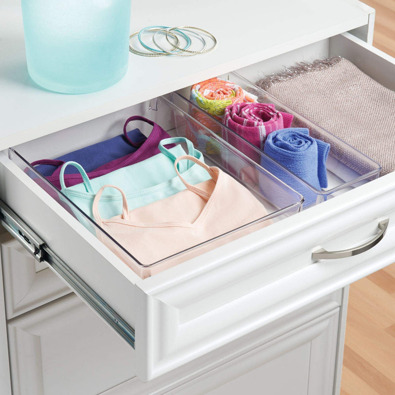 NewNest Australia - iDesign Linus Plastic Dresser and Vanity Organizer, Storage Bin for Bathroom, Bedroom, Office, Craft Room, Fridge, Freezer, Pantry, 12" x 9" x 3" , Clear Extra Large 