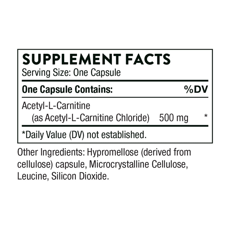 Thorne Carnityl - 500mg Acetyl-L-Carnitine - Supports Brain Function and Healthy Nerve Sensations in The Hands and Feet - Gluten-Free, Soy-Free, Dairy-Free - 60 Capsules - NewNest Australia