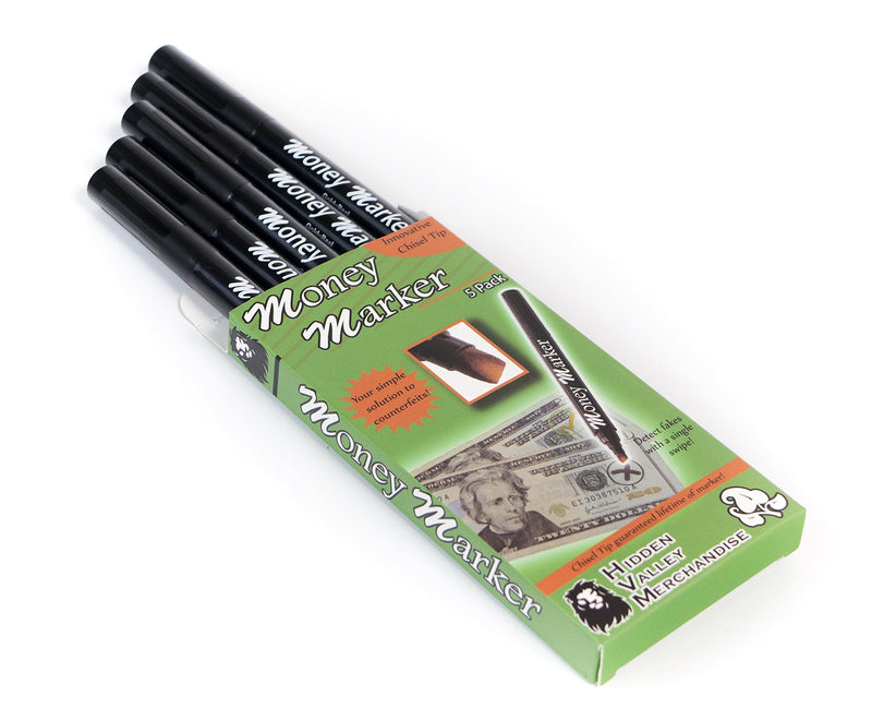 Money Marker (5 Counterfeit Pens) - Counterfeit Bill Detector Pen with Upgraded Chisel Tip - Detect Fake Counterfit Bills, Universal False Currency Pen Detector Pack 1 - NewNest Australia