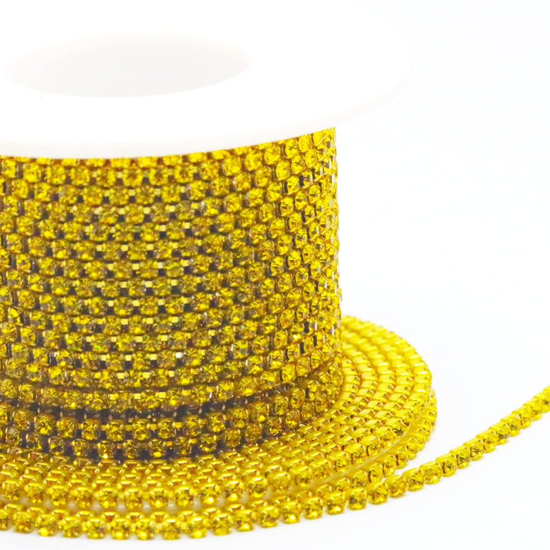 Towenm 1 Roll 10 Yards Rhinestone Chain, 2mm Crystal Rhinestones Close Chain Roll, Sew on Crystal Rhinstone Chain Trim, Crystal Claw Cup Chain (Citrine / Lemon Yellow, SS6 / 2mm) Citrine / Lemon Yellow - NewNest Australia
