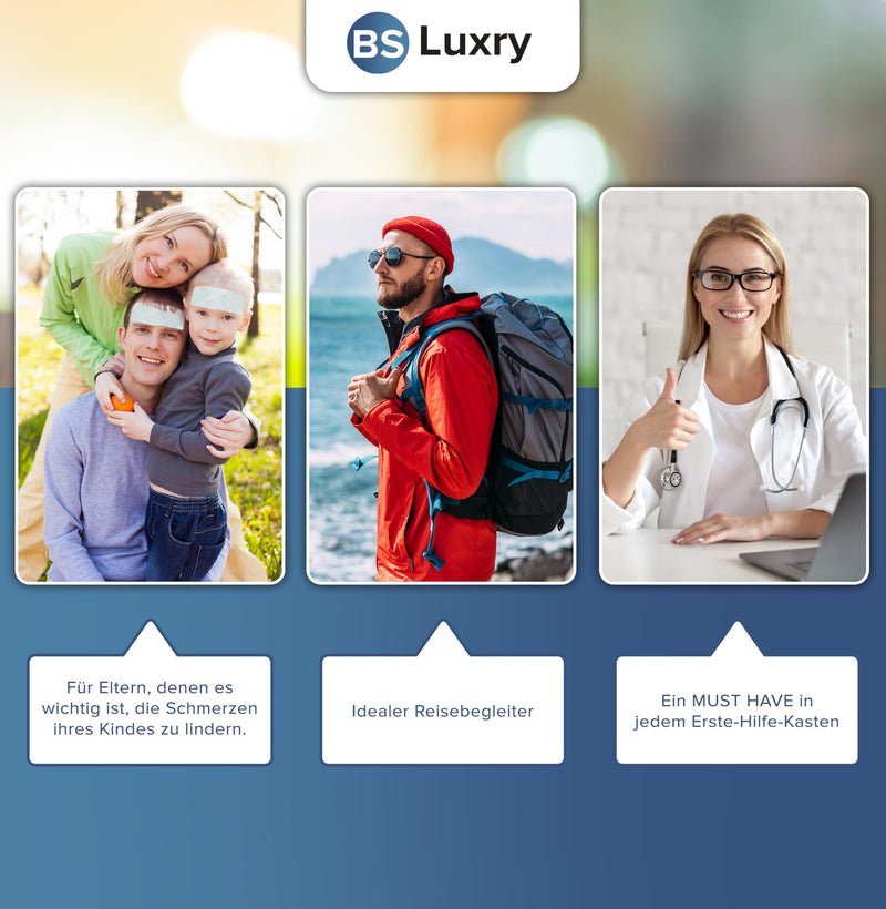 BS Luxry 20x cooling plasters TEST WINNER 2023* - immediate cooling for fever and migraines - cold compress for muscle and joint pain - fever plaster for children aged 1 year and over - NewNest Australia
