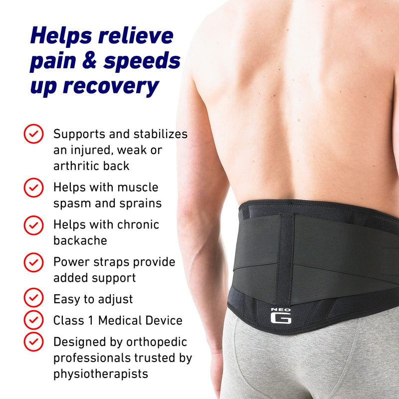 Neo-G Back Support with Power Straps – Back Brace for Lower Back Pain Relief, Muscle Spasm, Sprains, Tired Muscles, Arthritis, Recovery - Adjustable Compression Back Belt - Class 1 Medical Device - NewNest Australia