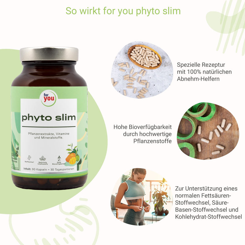 Phyto Slim 90 Capsules With Garcinia Cambogia, Buckwheat Germ Powder, Green Tea Extract, African Mango Extract, Green Coffee Bean Extract, Pure Plant Substances, No Additives, Vegan - NewNest Australia