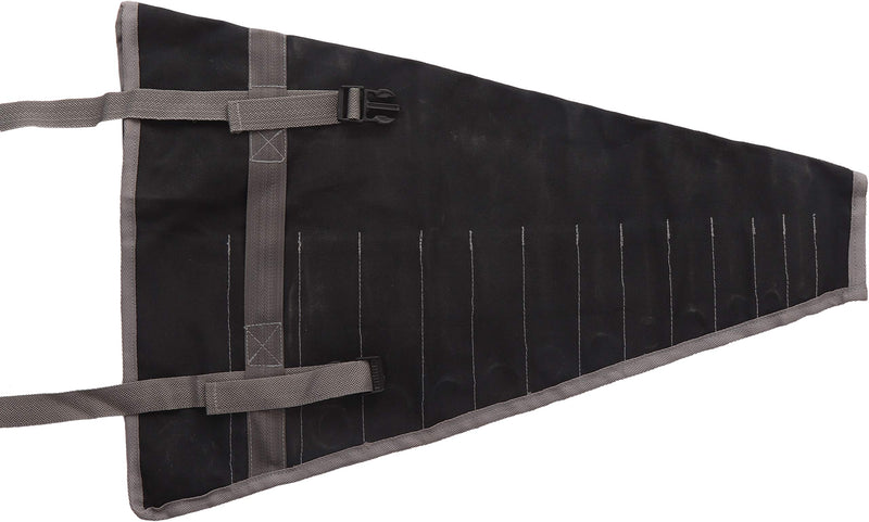 BT 1738 Bull Tools 14 Pocket | Velcro Flap Closure | Hand Crafted | H.W. Hand Dyed | 100% Cotton Duck Canvas | Metric or SAE | Wrench & Tool Bag Organizer Roll Up Bag | Dyed Coal Black | - NewNest Australia