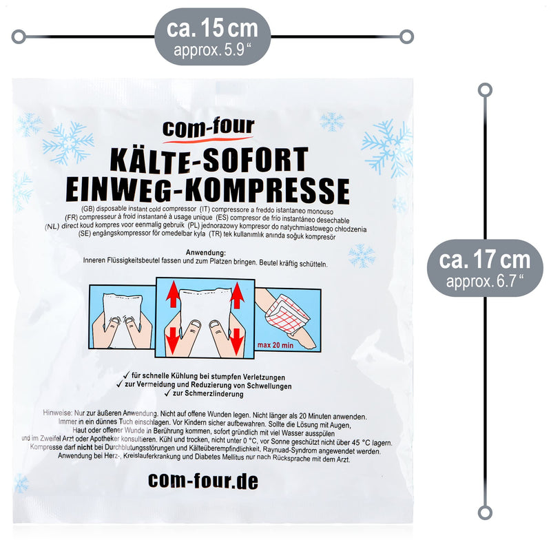 com-four® 20x disposable cold instant compress for kinking, cold pack for immediate cooling, cold pack for first aid measures, cooling pad for external use (20 pieces - 15x17cm) 20 pieces - 15x17cm - NewNest Australia