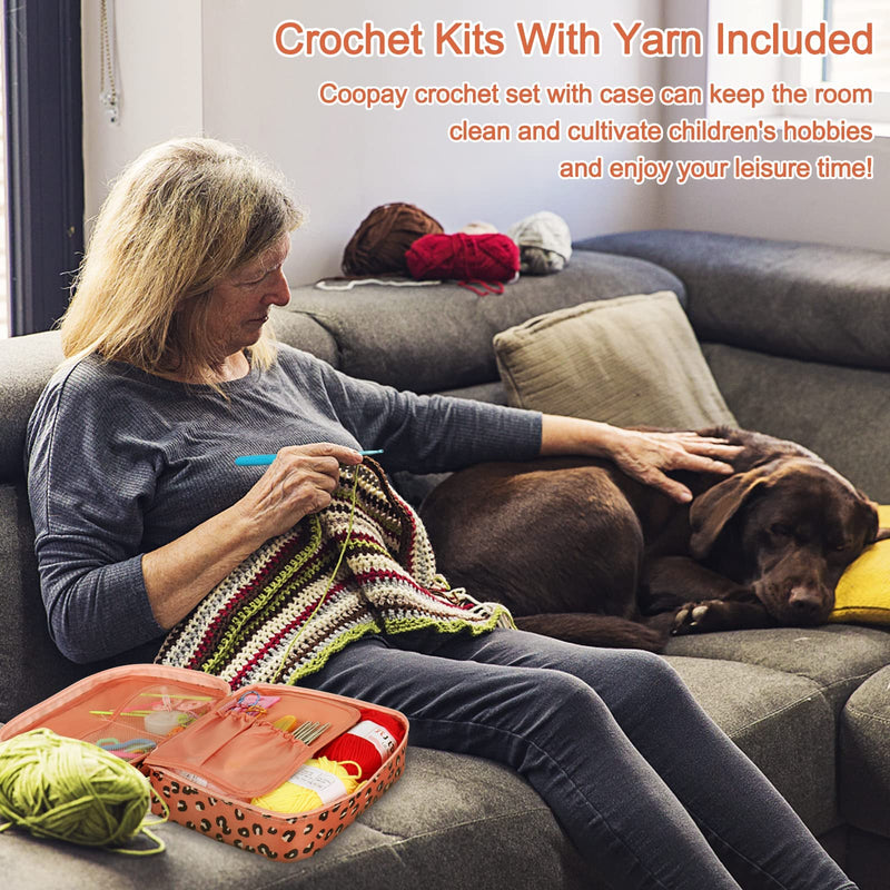 Coopay Crochet Kit Beginners Crochet Hook Set with Crochet Yarn, 58PCS Portable Crochet Set with Ergonomic Crochet Hooks, Small Crochet Hooks, Travel Crochet Hook Case Full Knitting Crochet Supplies - NewNest Australia