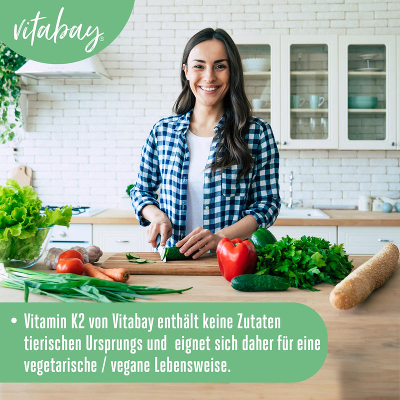 Vitabay Vitamin K2 100 µg high dose (mcg) - VEGAN 120 Vitamin K2 tablets MK7 MK-7 made from natural ingredients and laboratory tested - Vit K2 Vitamin K 2 (Menaquinone-7) All-Trans Form K2 Vitamin Vitamin-k2 120 pieces (pack of 1) - NewNest Australia