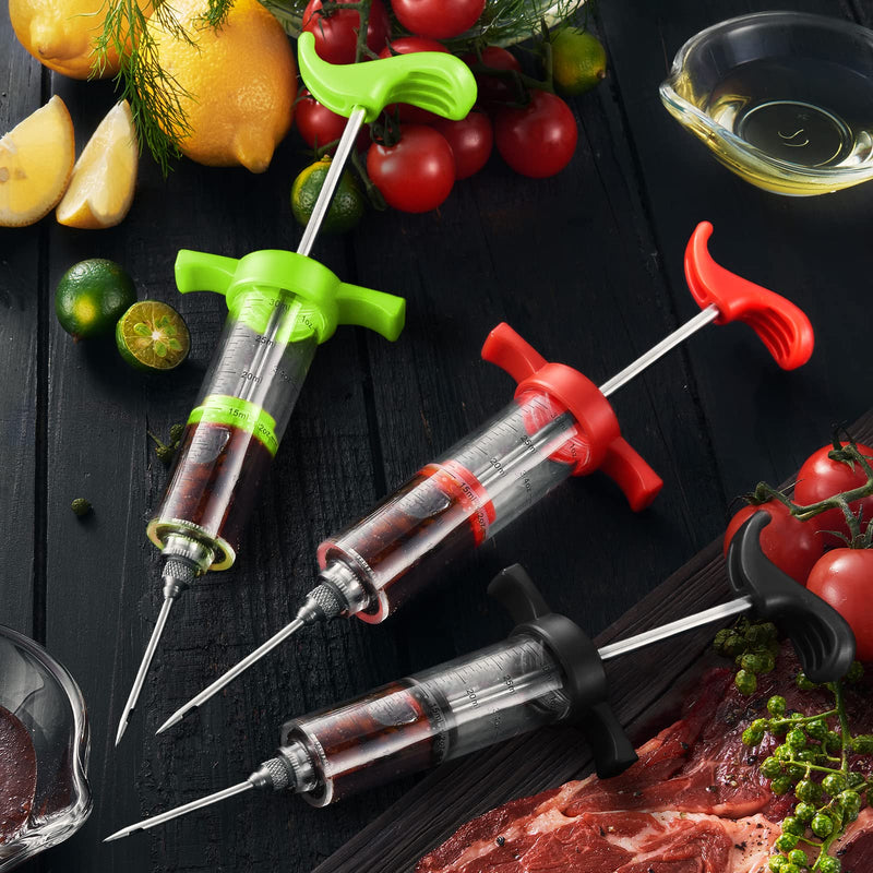 JY COOKMENT Meat Injector Syringe, 1-oz Marinade Flavor Injector with 2 Professional Needles,1 Cleaning Brushes(BLACK) Black - NewNest Australia