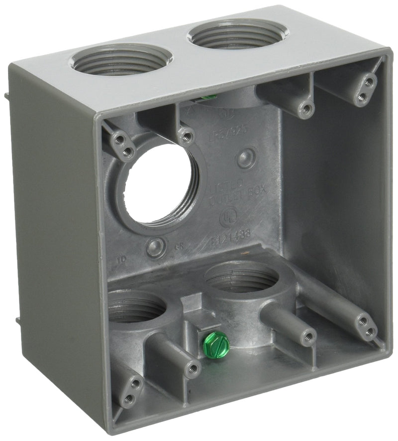 2-Gang Weatherproof Deep Box, Five 1 in. Threaded Outlets, Gray (5389-0) - NewNest Australia