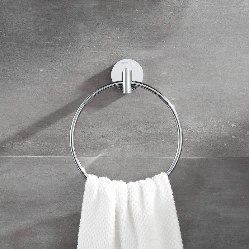 BUVELOT 077060-CR Leo Bathroom Brass Hand Towel Ring Modern Round,Chrome Chrome - NewNest Australia