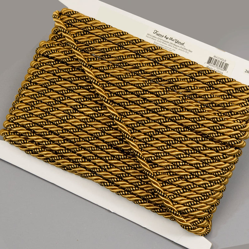 Trims by the Yard Savannah 3/8" Twisted Cord Gold/Black | (10 Yard Cut) Trim - NewNest Australia