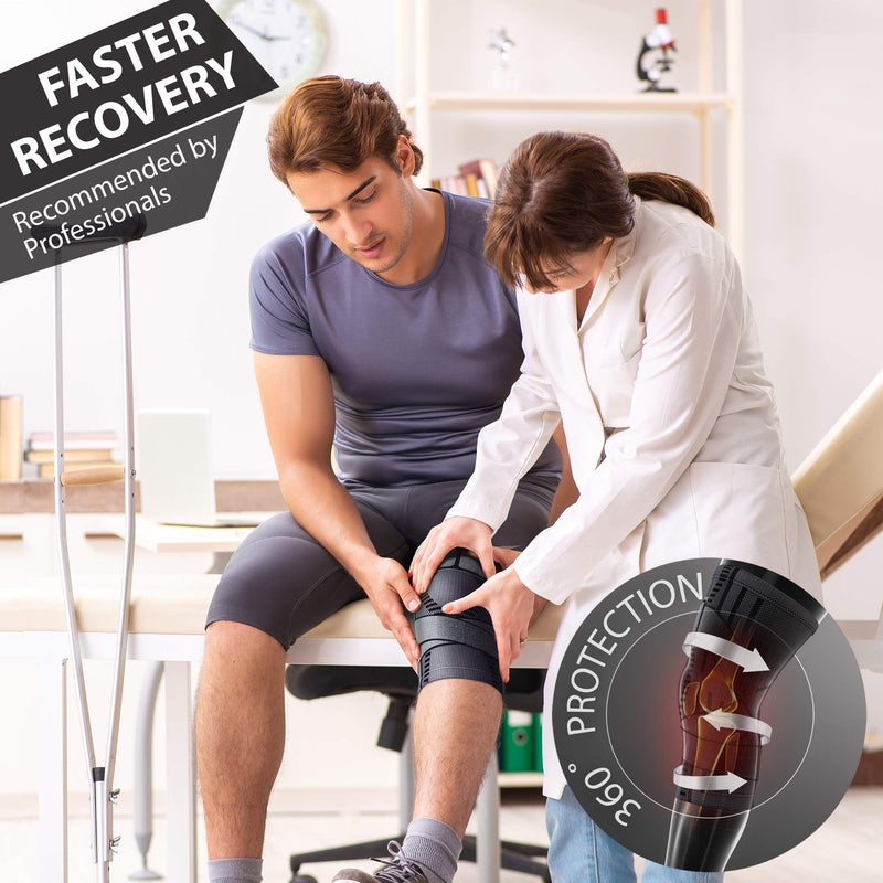 PURE SUPPORT Knee Brace Sleeve | with Strap Compression Patella Stabilizer for Meniscus Tear | Arthritis Pain | Running | Basketball | Crossfit | Sports | Gym | Women | Men XL Black/Straps - NewNest Australia
