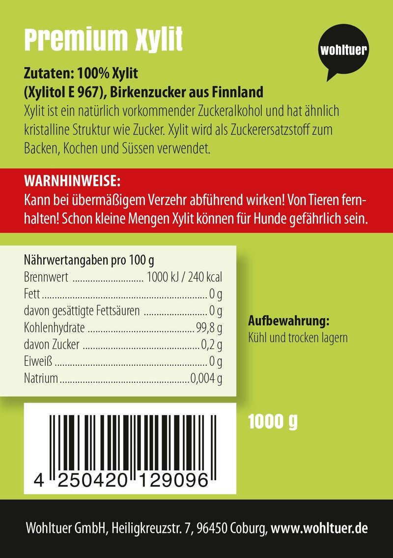 Wohltuer Xylitol ‚ The Real Birch Sugar From Finland 1000 G | The Original ‚ Guaranteed Without Corn Additive | Natural Sugar Replacement For Healthy Diet - NewNest Australia
