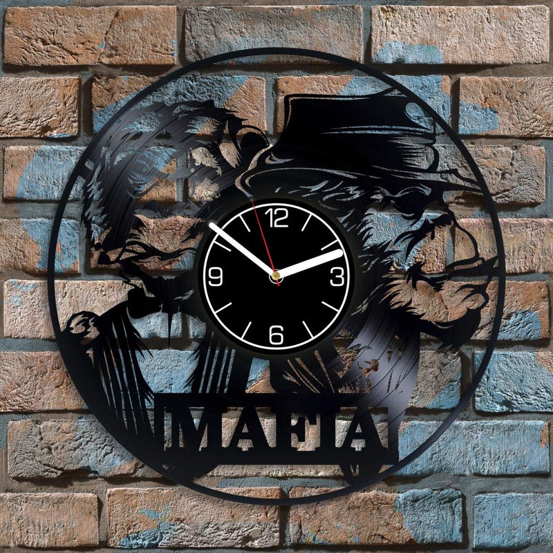 NewNest Australia - Kovides Mafia Vinyl Record Wall Clock Mafia Wall Art Mafia Clock Art Mafia Wall Clock Modern Mafia Gift Vintage Clock Mafia Vinyl Clock Mafia Home Decoration 12 inch Wall Clock 