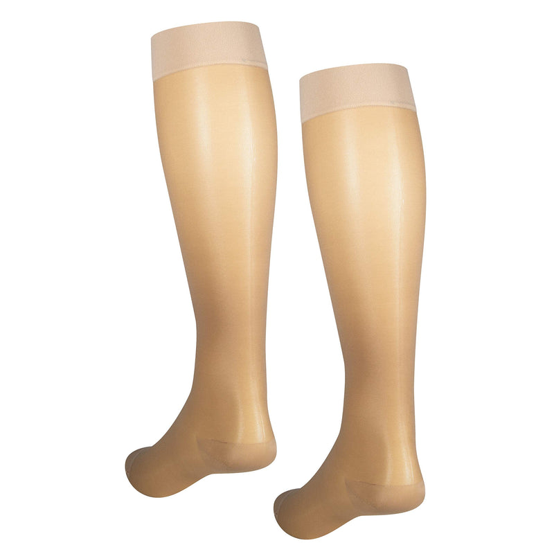 NuVein Sheer Compression Stockings, 15-20 mmHg Support, Women's Medium Denier Nylons, Knee High, Closed Toe, Beige, Small Small (1 Pair) - NewNest Australia