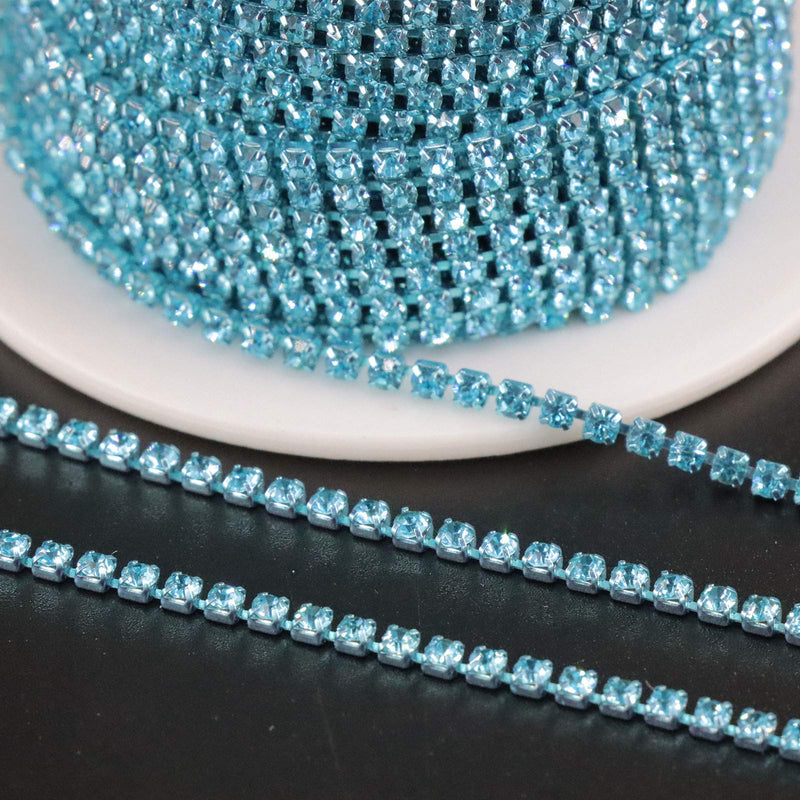 Jerler 10 Yards Crystal Rhinestone Trim Close Chain for Sewing Crafts Ideal Wedding Party DIY Decoration (Acid Blue, 2.0mm) Acid Blue - NewNest Australia