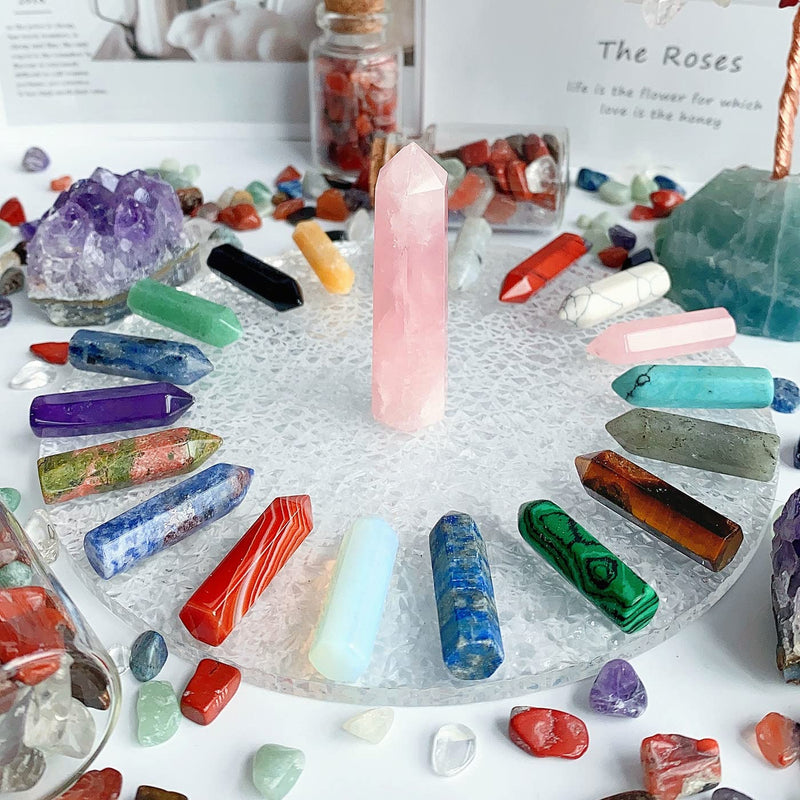 XIANNVXI 20 Pcs Healing Crystals Stones Set Crystal Wand Bulk Chakra Gemstones Hexagonal Pointed Palm Reiki Crystal Stones for Energy Meditation Balancing Therapy Multicolour-20 - NewNest Australia