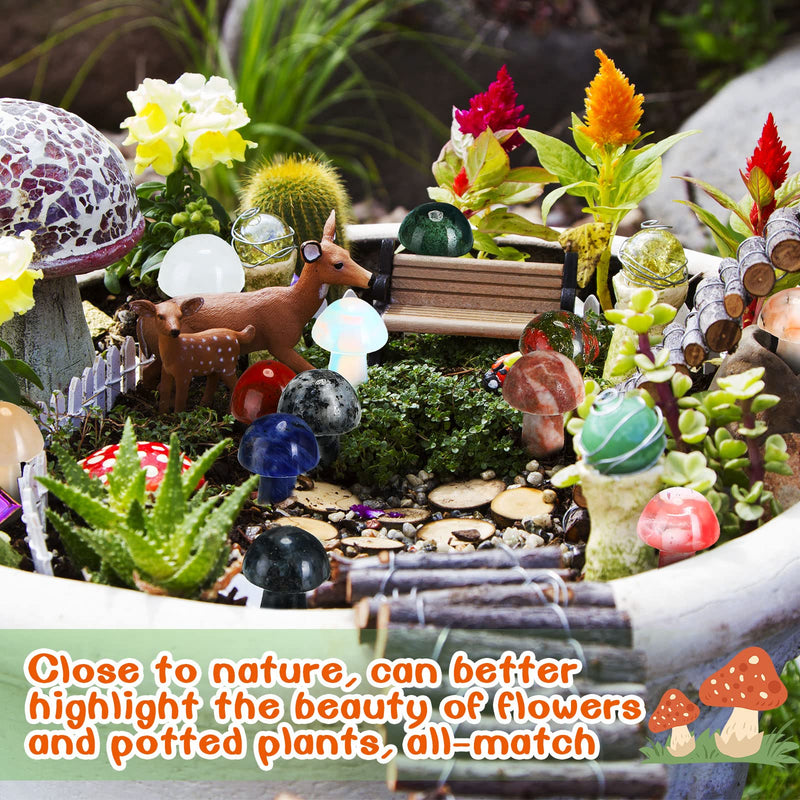 20 Pieces Crystal Mushroom Sculpture Decor Hand Making Mini Mushroom Bulk Shape Crystals Natural Gemstone Quartz Mushroom Bulk Set for DIY Meditation Balancing Home Decoration Collection () Vivid Style - NewNest Australia