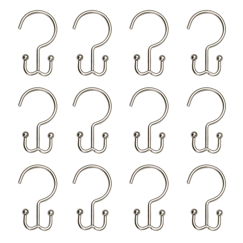 Zenna Home NeverRust Rustproof Aluminum Double, Set of 12, Nickel Shower curtain hooks - NewNest Australia