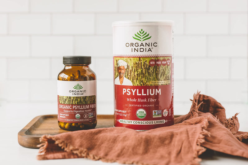 Organic India Psyllium Herbal Powder - Whole Husk Fiber, Healthy Elimination, Keto Friendly, Vegan, Gluten-Free, USDA Certified Organic, Non-GMO, Soluble & Insoluble Fiber Source - 12 Oz Canister (Pack of 1) 12 Ounce (Pack of 1) - NewNest Australia