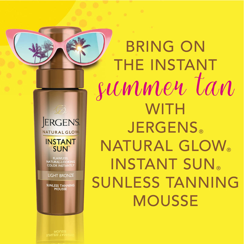 Jergens Natural Glow Instant Sun Body Mousse, Self Tanner for Light Bronze Tan, Sunless Tanning Body Bronzer, Fake Tan for Fair to Medium Skin, 6 Ounce Jergens Natural Glow Instant Sun Sunless Tanning Mousse for Body, Light Bronze, 6 Ounce - NewNest Australia