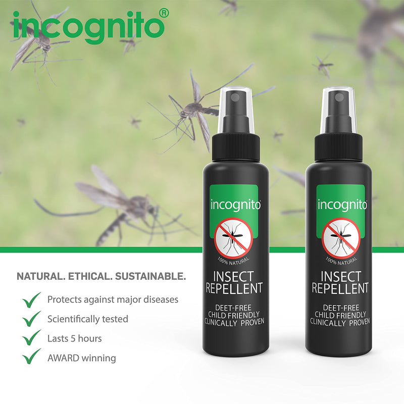 incognito mosquito repellent spray 100 ml | (Twin pack x2)| Maximum effect, natural, without DEET | Effectively protects against mosquitoes and other biting insects Mosquito spray for adults and children - NewNest Australia