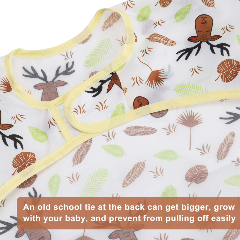 Accmor 3 Pcs Long Sleeve Bibs, Waterproof Baby Bibs, Toddler Sleeved Bib, Baby Smock for Eating Feeding, 6-24 Months Yellow Elk/Blue Dinosaur/Orange Pig Medium : 6-24 Months - NewNest Australia