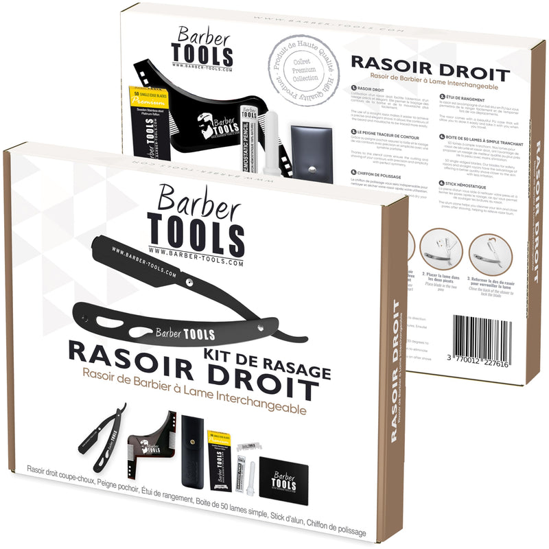 Men's shaving set - men's razor/barber knife - with 50 individual blades + cloth + alum pen + storage case + comb guide for shaving - BLACK - BARBER TOOLS - NewNest Australia