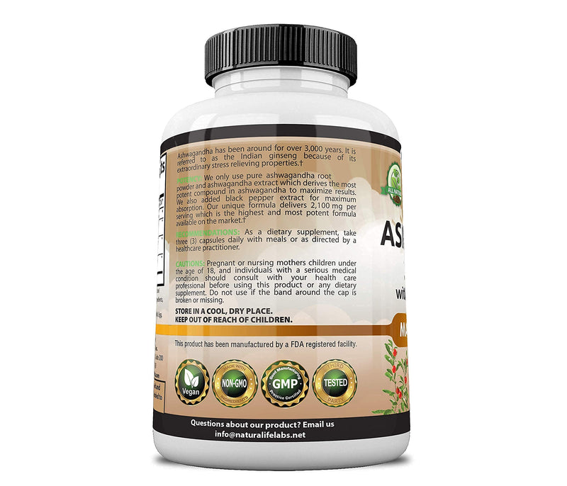 Organic Ashwagandha 2,100 mg - 100 Vegan Capsules Pure Organic Ashwagandha Powder and Root Extract - Stress Relief, Mood Enhancer, Immune & Thyroid Support - NewNest Australia