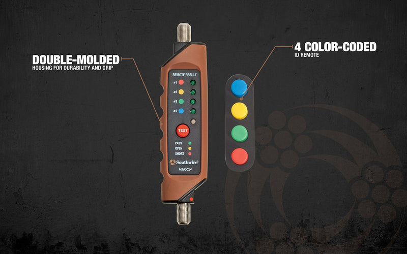 Southwire M500CX4 Coax Continuity Tester/Mapper, Durable Design, Auto Power-Off, Double-Molded Housing, Easy-to-Understand LED Display, Includes 4 Color-Coded ID Remotes - NewNest Australia