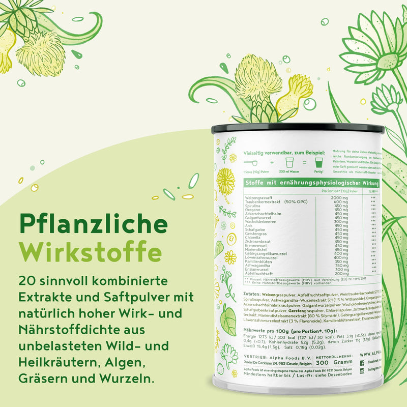 Wild Herbs Nutrient-Rich Phyto-Elixir With Medicinal Herbs, Adaptogens, Algae, Roots And Flowers With Ashwagandha, Opc, Nettle, Dairy Thistle, Chlorella, Yarrow - NewNest Australia