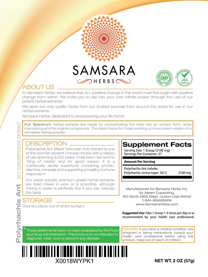Samsara Herbs Polyrhachis Ant Extract Powder - 20:1 Concentrated Extract (2oz/57g) 2 Ounce (Pack of 1) - NewNest Australia