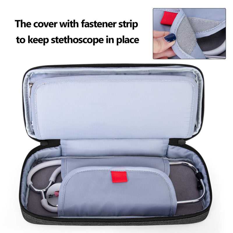Trunab Stethoscope Case with Inner Divider, Stethoscope Carrying Case Compatible with 3M Littmann/MDF/ADC and Extra Accessories for Nurses, Pediatric Doctor, Black-Patented Design - NewNest Australia