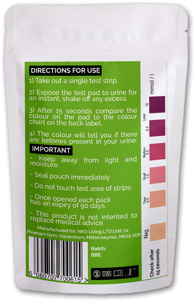 NKD Living Ketone Test Strips (100 Strips) - Accurate detection of ketones in urine - NewNest Australia