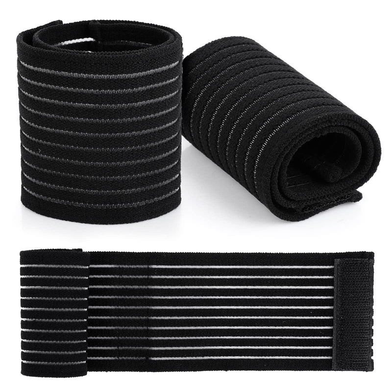 Sibba Elastic Wrist Band Wrap 4 Pieces Breathable Polyester Sleeve Compression Brace Wristband Hand Supports Splint Support Strap for Tennis Gym Sport Men Women Black - NewNest Australia