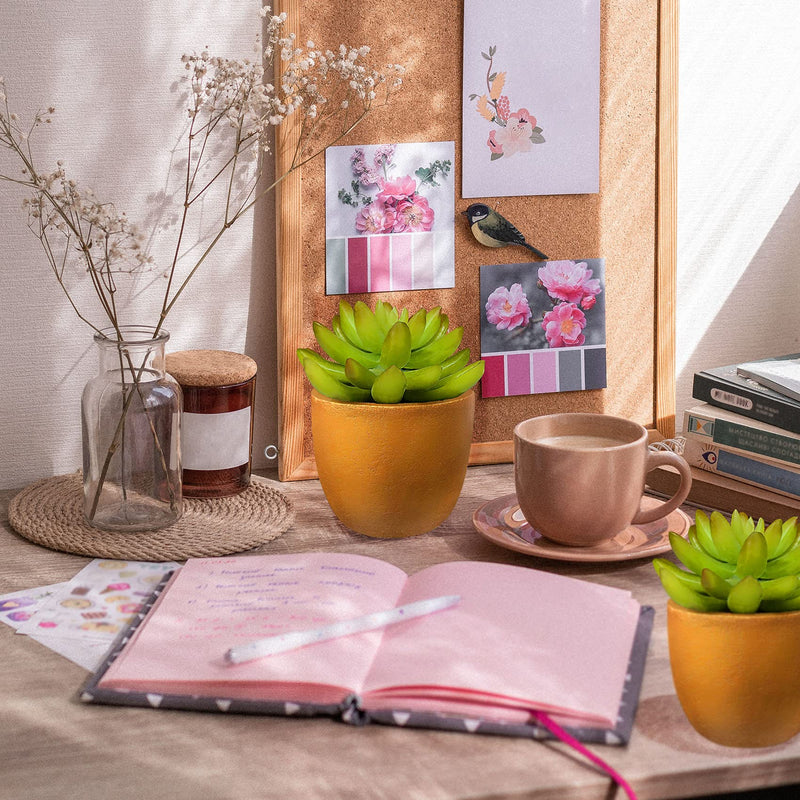 Bathroom Decor,(2-Pack) Artificial Succulents for Home Decor Indoor,Bookshelf Decor,Faux Plants Indoor,Desk Plant,High End Fashion Golden Flower Pot Artificial Succulents Gold Succulents-2 Pcs - NewNest Australia