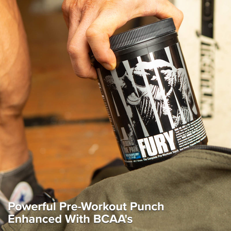 Animal Fury - Pre Workout Powder Supplement for Energy and Focus - 5g BCAA, 350mg Caffeine, Nitric Oxide, Without Creatine - Powerful Stimulant for Bodybuilders - Blue Raspberry - 30 Servings 1.1 Pound (Pack of 1) - NewNest Australia