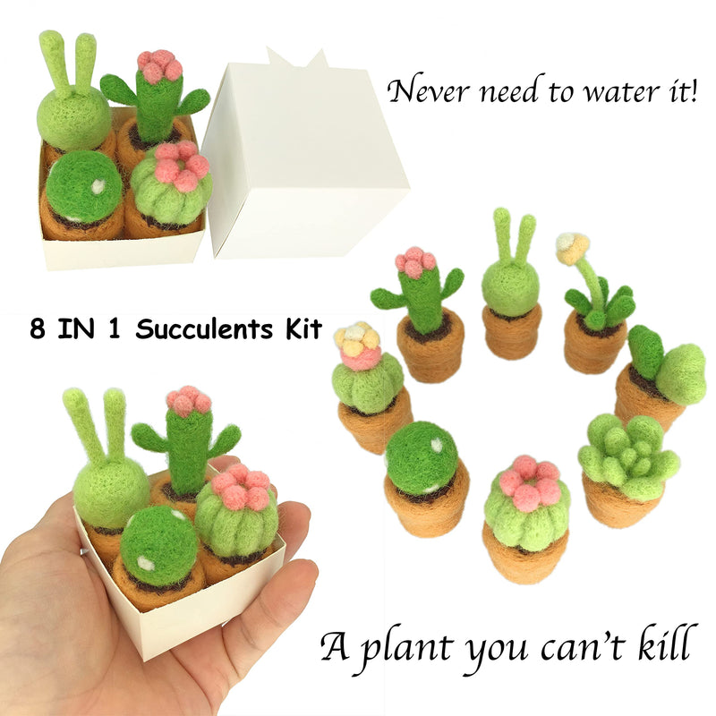 Truslin - DIY Needle Felting Succulents Kit Cactus Kit Great for Arts and Crafts Easy for Beginners, Make 8 Wool Pots and Succulents Kit, 8 in 1 Succulents Kit Succulents 8 in 1 kit - NewNest Australia